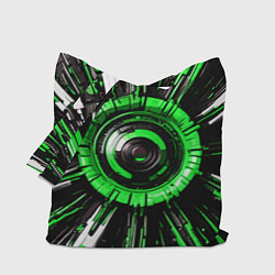 Сумка-шопер Чёрно-зелёная сфера киберпанк, цвет: 3D-принт