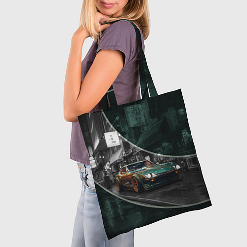 Сумка-шоппер Зелёный спорткар / 3D-принт – фото 3