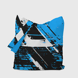 Сумка-шоппер Diagonal black and white stripes on a blue backgro