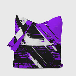 Сумка-шопер Diagonal black and white stripes on a purple backg, цвет: 3D-принт