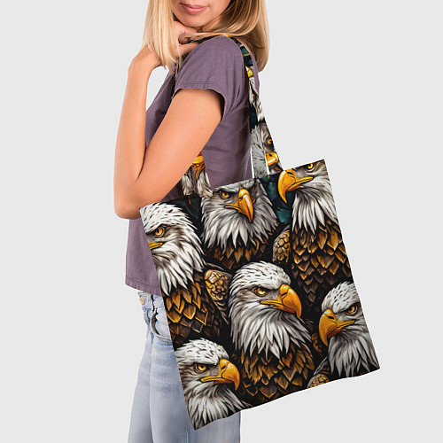 Сумка-шоппер Белоголовые орлы / 3D-принт – фото 3