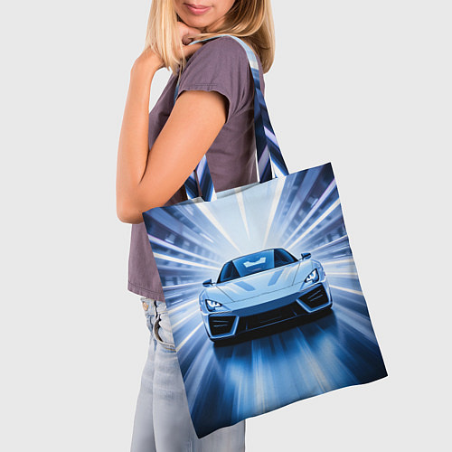 Сумка-шоппер Спорткар на скорости / 3D-принт – фото 3