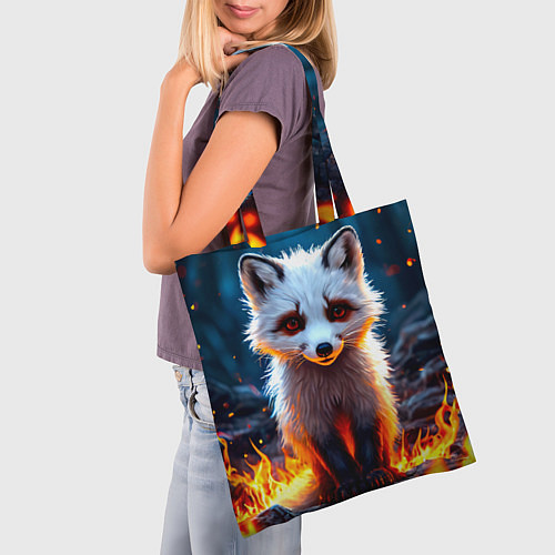 Сумка-шоппер Песец в огне / 3D-принт – фото 3