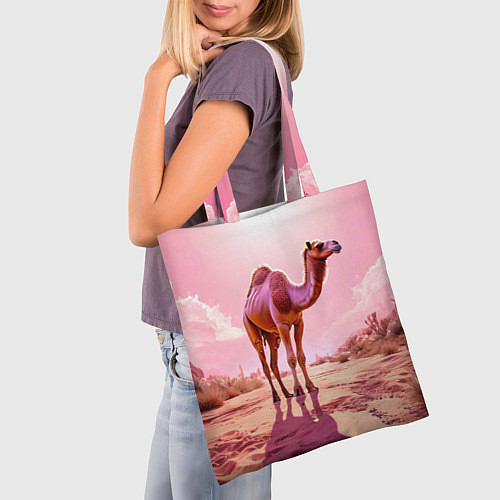 Сумка-шоппер Верблюд в розовой пустыне / 3D-принт – фото 3