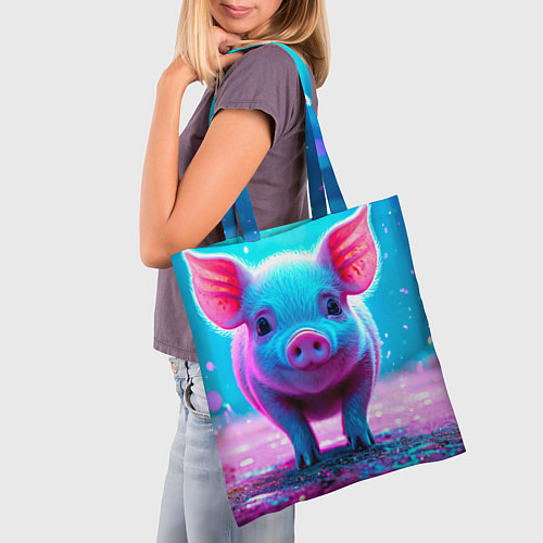 Сумка-шоппер Свинка в розовом свете / 3D-принт – фото 3