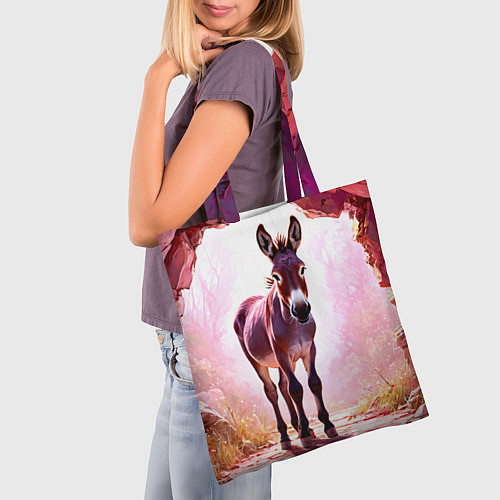 Сумка-шоппер Осел в розовом свете / 3D-принт – фото 3