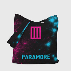 Сумка-шопер Paramore - neon gradient по-центру, цвет: 3D-принт