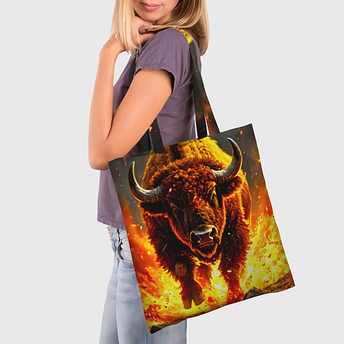 Сумка-шоппер Буйвол в огне / 3D-принт – фото 3