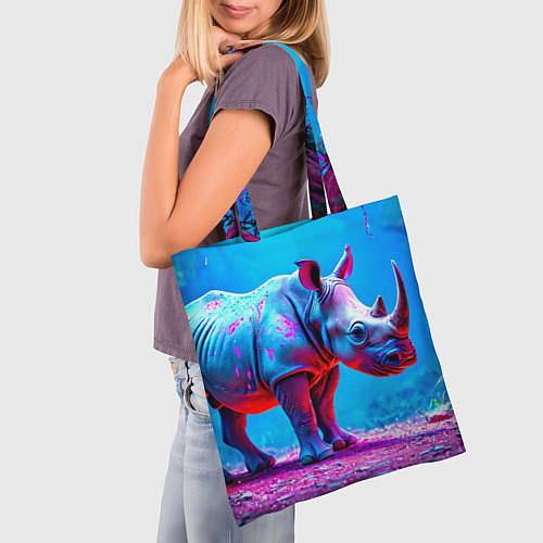 Сумка-шоппер Носорог в сказачном лесу / 3D-принт – фото 3