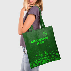 Сумка-шопер Chainsaw Man - green gradient посередине, цвет: 3D-принт — фото 2