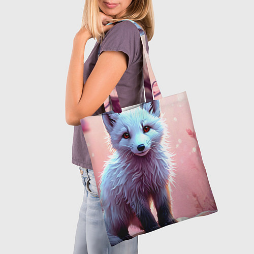 Сумка-шоппер Песец в розовом лесу / 3D-принт – фото 3
