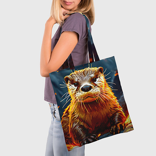 Сумка-шоппер Выдра в огне / 3D-принт – фото 3