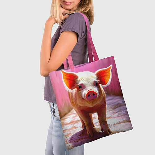 Сумка-шоппер Поросенок в розовом / 3D-принт – фото 3