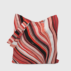 Сумка-шопер Волнистые вертикальные чёрно-красные полосы, цвет: 3D-принт