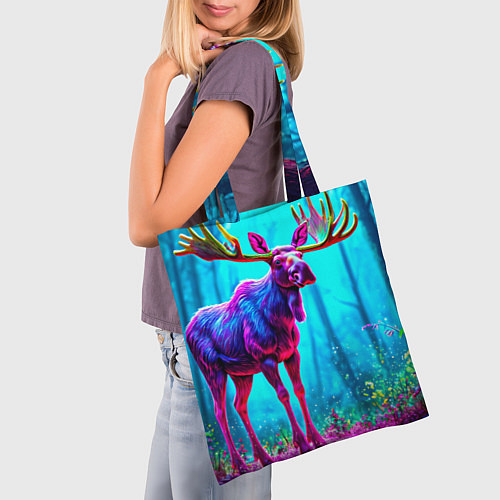 Сумка-шоппер Лось в сереневом свете / 3D-принт – фото 3