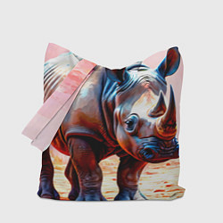 Сумка-шопер Носорог в розовом, цвет: 3D-принт