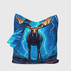 Сумка-шопер Лось и молния, цвет: 3D-принт