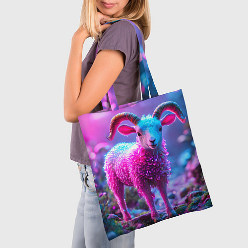 Сумка-шоппер Козлик в розовом / 3D-принт – фото 3