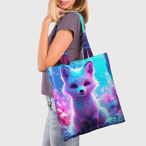 Сумка-шоппер Песец в неоновом свете / 3D-принт – фото 3