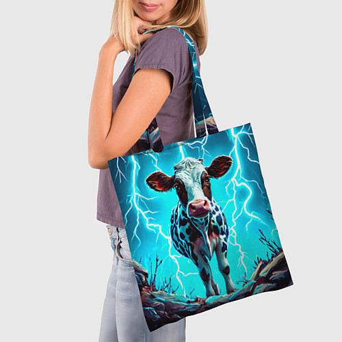 Сумка-шоппер Корова в разрядах молнии / 3D-принт – фото 3