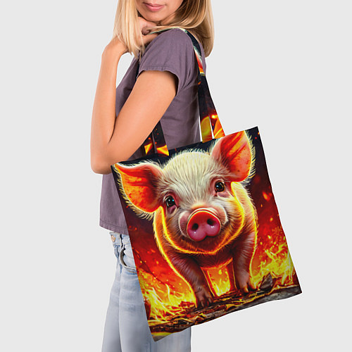 Сумка-шоппер Свинка в огне / 3D-принт – фото 3