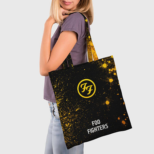 Сумка-шоппер Foo Fighters - gold gradient по-центру / 3D-принт – фото 3