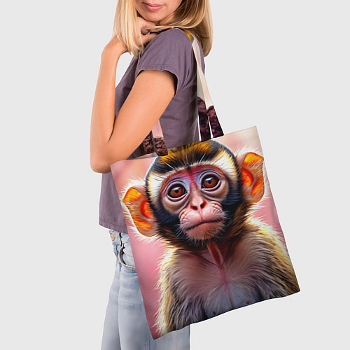 Сумка-шоппер Обезьянка в норке / 3D-принт – фото 3