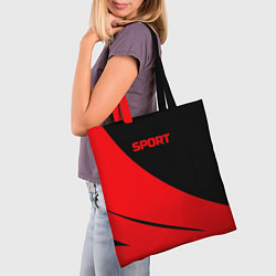 Сумка-шопер Sport чёрно-красный двуцветный, цвет: 3D-принт — фото 2