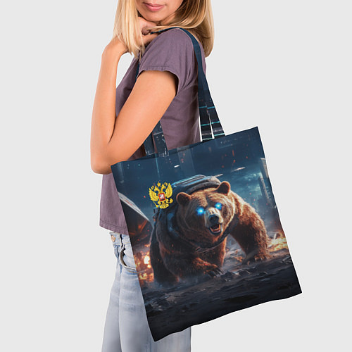 Сумка-шоппер Русский медведь-победитель / 3D-принт – фото 3