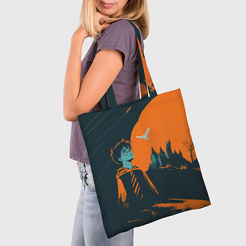 Сумка-шоппер Гарри Поттер черно-оранжевый фон / 3D-принт – фото 3