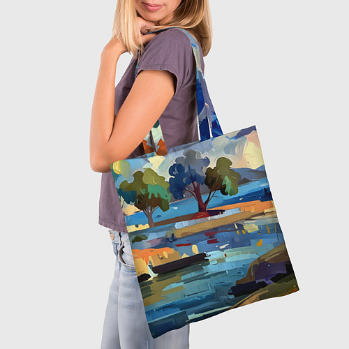 Сумка-шоппер Летний пейзаж маслом / 3D-принт – фото 3