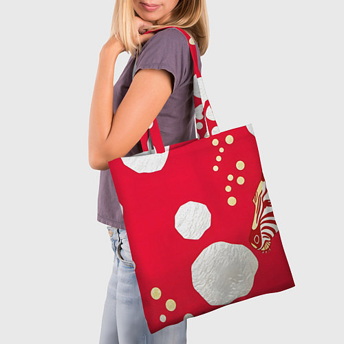 Сумка-шоппер Зебра на алом фоне / 3D-принт – фото 3