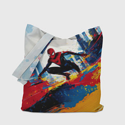 Сумка-шопер Человек - паук и пролитая краска, цвет: 3D-принт