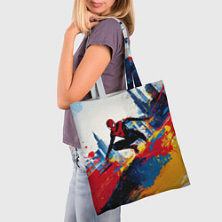 Сумка-шопер Человек - паук и пролитая краска, цвет: 3D-принт — фото 2