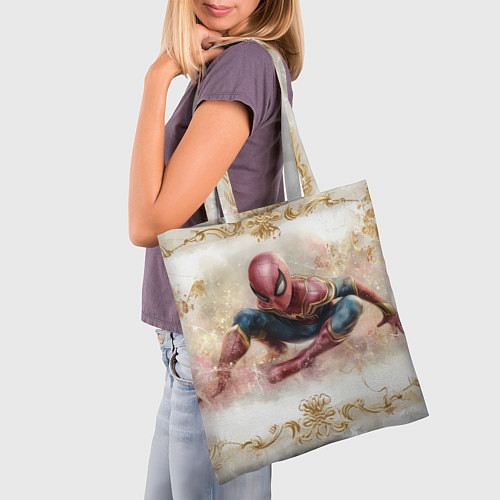 Сумка-шоппер Человек - паук розы и узоры / 3D-принт – фото 3