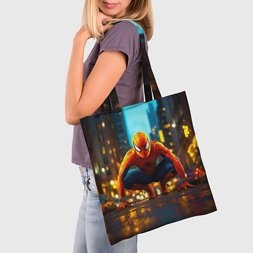 Сумка-шоппер Человек паук на старте / 3D-принт – фото 3
