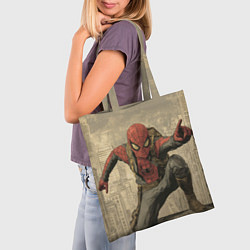 Сумка-шопер Человек-паук готов спасать мир, цвет: 3D-принт — фото 2