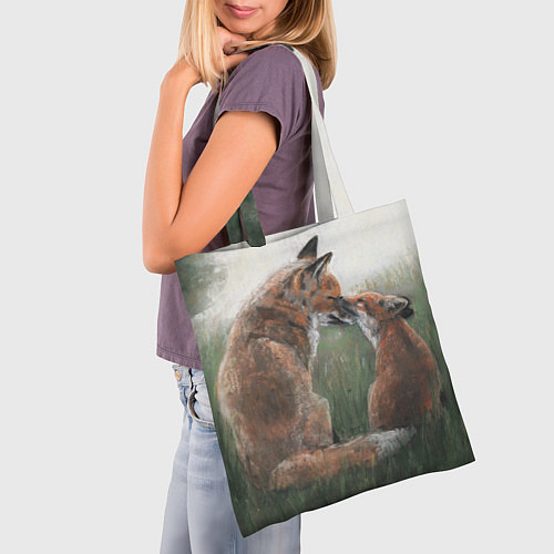 Сумка-шоппер Лиса с лисёнком / 3D-принт – фото 3