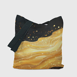 Сумка-шопер Золотистая материя на черном фоне, цвет: 3D-принт
