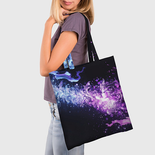 Сумка-шоппер Фиолетово-синяя абстрактная волна / 3D-принт – фото 3