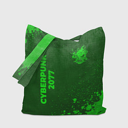 Сумка-шопер Cyberpunk 2077 - green gradient вертикально, цвет: 3D-принт