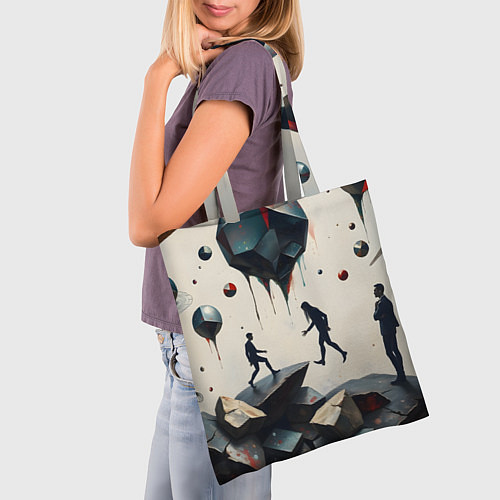 Сумка-шоппер Сюрреалистичные люди и камни / 3D-принт – фото 3