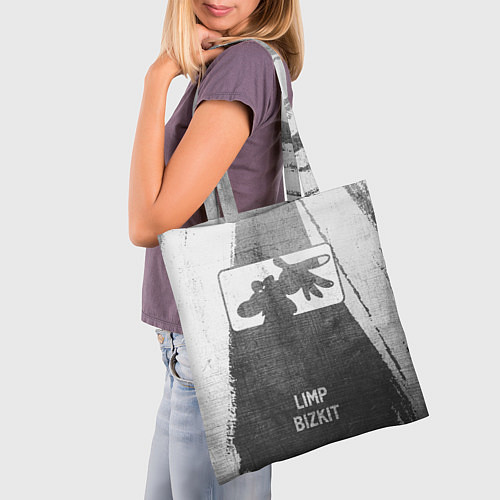 Сумка-шоппер Limp Bizkit - grey gradient по-центру / 3D-принт – фото 3