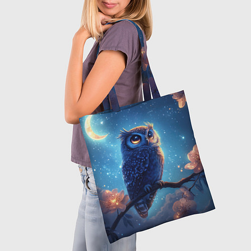 Сумка-шоппер Ночная сова на ветке / 3D-принт – фото 3