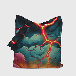 Сумка-шопер Молнии в виде разлома, цвет: 3D-принт