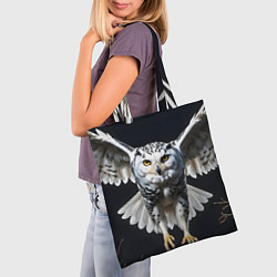 Сумка-шопер Белая сова на темном фоне, цвет: 3D-принт — фото 2