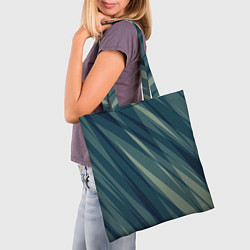 Сумка-шопер Зеленовато-синий полосы, цвет: 3D-принт — фото 2