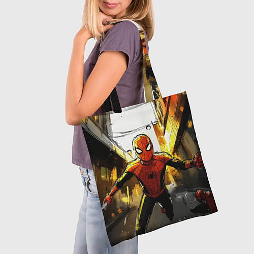 Сумка-шоппер Бегущий человек - паук / 3D-принт – фото 3