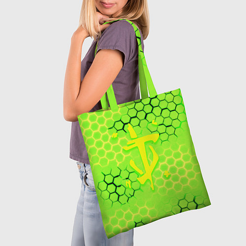 Сумка-шоппер Doom кислотные соты лого / 3D-принт – фото 3