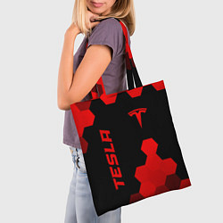 Сумка-шопер Tesla - red gradient вертикально, цвет: 3D-принт — фото 2